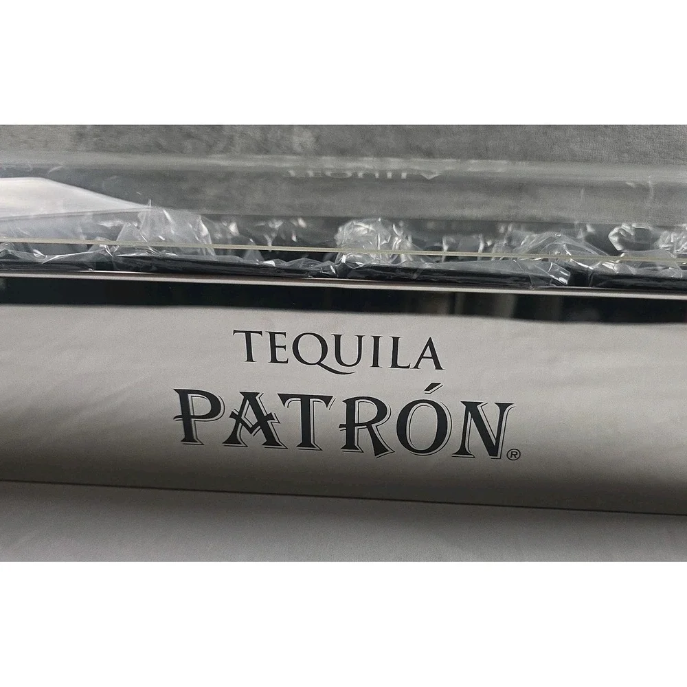 Patro'n Tequila Bar Caddy 6 Compartment Stainless Roll Top Cover New